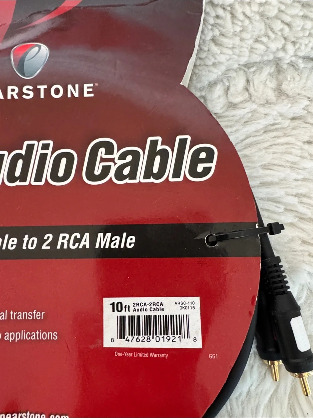 10 ft Pearstone RCA Audio Cable - Black with Red/White Accents